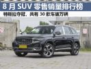 8月SUV零售销量排行榜 特斯拉夺冠 30款车破万辆