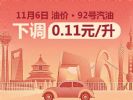 每升降0.11元！国内成品油11月6日24时降价