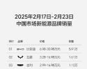 2025年第8周新能源品牌销量榜 小鹏夺新势力销冠